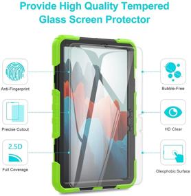 img 3 attached to Protective Samsung Galaxy Tab S7 5G Case 2020 with Tempered Glass Screen Protector - Kid-Proof, Rotatable Kickstand, S Pen Holder, Hand/Shoulder Strap (Green)