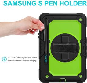 img 2 attached to Protective Samsung Galaxy Tab S7 5G Case 2020 with Tempered Glass Screen Protector - Kid-Proof, Rotatable Kickstand, S Pen Holder, Hand/Shoulder Strap (Green)