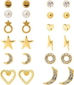 img 4 attached to 💎 Luxurious Multipack: Gold Stud Earrings Set for Effortless Elegance