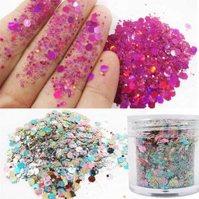 img 3 attached to 🌈 16-Bottle Bundle: Resin Chunky Glitter Flakes - Holographic Makeup & Nail Art Kit for Festival, Rave, and Craft Supplies - 16 Colors