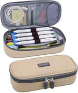 🎒 aiscool large capacity canvas pencil case organizer bag for school supplies & office essentials – khaki logo