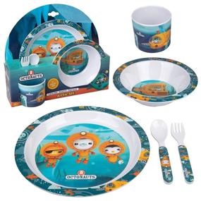 img 4 attached to 🍽️ Набор посуды для кормления Octonauts на 5 предметов для детей и малышей - тарелка, чашка, кубок, вилка и ложка - прочный, безопасный для посудомоечной машины, не содержащий БПА.