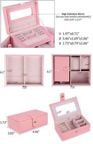 img 2 attached to 👛 Optimized Search: Pink Kendal Large Leather Jewelry Box with Travel Case, Lock, Storage, and Organizer