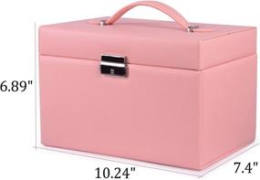 img 3 attached to 👛 Optimized Search: Pink Kendal Large Leather Jewelry Box with Travel Case, Lock, Storage, and Organizer