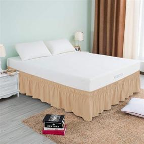 img 3 attached to 🛏️ subrtex Bed Skirt Easy Fit: Adjustable Elastic Belt, 15/16 Inch Drop, Dust Ruffle, Elegant Silky Smooth Microfiber - Sand, Queen