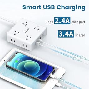 img 1 attached to 🔌 Versatile SUPERDANNY Power Strip with USB – 8 AC Outlets & 4 USB Ports for Home, Office, Dorm, Travel – White