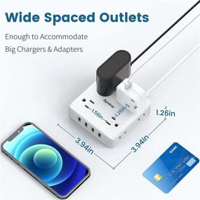 img 2 attached to 🔌 Versatile SUPERDANNY Power Strip with USB – 8 AC Outlets & 4 USB Ports for Home, Office, Dorm, Travel – White