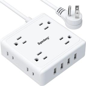 img 4 attached to 🔌 Versatile SUPERDANNY Power Strip with USB – 8 AC Outlets & 4 USB Ports for Home, Office, Dorm, Travel – White