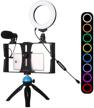 📱 puluz smartphone vlogging kit: video stabilizer rig with grip, mic, ring light, tripod - enhance your video recording on iphone and android (blue) logo