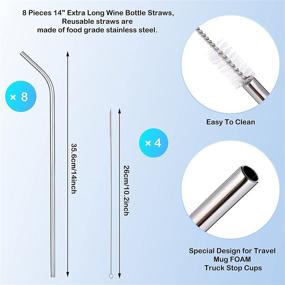 img 3 attached to Set of 8 Stainless Steel Straws, 14 Inches Long - Perfect for 100 oz Tumblers, Reusable Metal Drinking Straws Plus Bonus 4 Cleaning Brushes