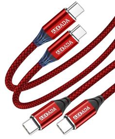 img 4 attached to 2 Pack USB C to USB C Cable (10ft+6.6ft) Fast Charging, AkoaDa Nylon Braided Cord Compatible 🔌 with Samsung Galaxy S20 S20+ S20 Ultra Note 20, Pixel 4 2 3 3a XL, iPad pro, MacBook (Red)