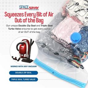 img 2 attached to 🛏️ Spacesaver Premium Vacuum Storage Bags - Maximize Storage Space by 80%! Electric Pump Included! Double-Zip Seal & Triple Seal Valve for Ultimate Protection! Ideal Vacuum Sealer Bags for Comforters, Blankets, Bedding, Clothing - Variety 10 Pack!