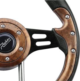 img 3 attached to Wood Grain Black Spokes Classic Steering Wheel for EZGO Club Car Yamaha in Roykaw Golf Cart