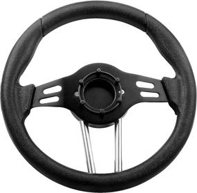 img 1 attached to Wood Grain Black Spokes Classic Steering Wheel for EZGO Club Car Yamaha in Roykaw Golf Cart