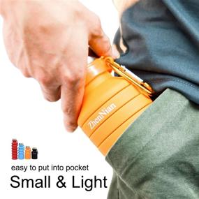 img 1 attached to ZhenNian Collapsible Water Bottles: Lightweight and Foldable Silicone Sports Bottle for Outdoor Activities - Leak Proof, BPA Free 18oz Portable Bottle with Carabiner (Black)