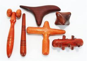 img 4 attached to 🌿 6-Piece Reflexology Traditional Thai Wooden Massage Stick Set - Hand, Head, Foot, Face, Body Massager Tool - Red Wood