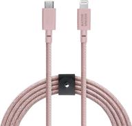 native union belt cable xl - 10ft ultra-strong reinforced durable usb-c to lightning [mfi certified] charging cable with leather strap compatible with iphone/ipad (rose) logo