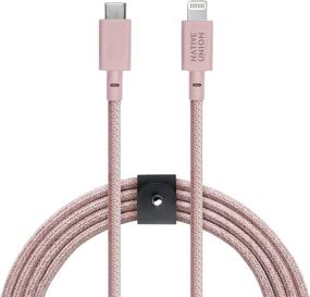 img 4 attached to Native Union Belt Cable XL - 10Ft Ultra-Strong Reinforced Durable USB-C To Lightning [MFi Certified] Charging Cable With Leather Strap Compatible With IPhone/IPad (Rose)