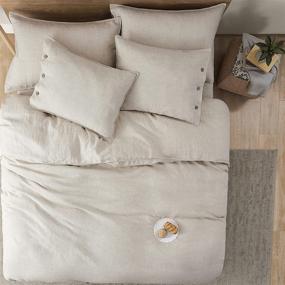img 2 attached to 🛏️ Umchord French Linen Duvet Cover Set for Queen Size Bed - 100% Stone Washed Linen, 3-Piece Moisture Wicking Cool Duvet Cover Set for Hot Sleepers (Queen, 90” x 90”, Flaxen)