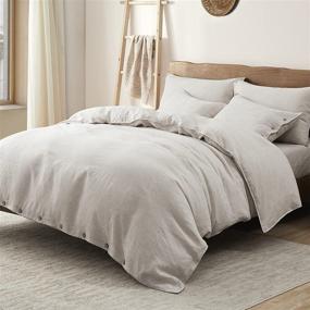 img 3 attached to 🛏️ Umchord French Linen Duvet Cover Set for Queen Size Bed - 100% Stone Washed Linen, 3-Piece Moisture Wicking Cool Duvet Cover Set for Hot Sleepers (Queen, 90” x 90”, Flaxen)