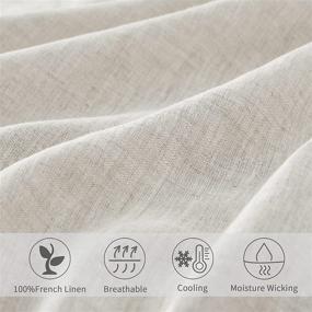 img 1 attached to 🛏️ Umchord French Linen Duvet Cover Set for Queen Size Bed - 100% Stone Washed Linen, 3-Piece Moisture Wicking Cool Duvet Cover Set for Hot Sleepers (Queen, 90” x 90”, Flaxen)