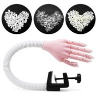 💅 flexible nail practice hand with 300pcs nail tips for acrylic nails, professional manicure fake nail practice hand – ideal for nail technicians, pink logo