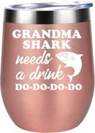 🎅 unique funny christmas and birthday gifts for grandma - 'grandma shark needs a drink do do do' wine tumbler - best grandma, great grandma, new grandma, gigi, and granny - coolife grandma mug for special occasions логотип