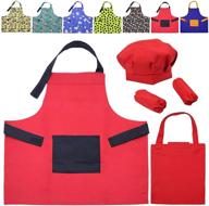 👩 kids apron and chef hat set: adjustable child apron with big pocket for cooking and painting – ideal for girls and boys logo