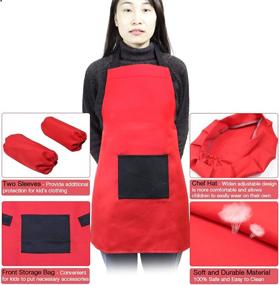 img 2 attached to 👩 Kids Apron and Chef Hat Set: Adjustable Child Apron with Big Pocket for Cooking and Painting – Ideal for Girls and Boys