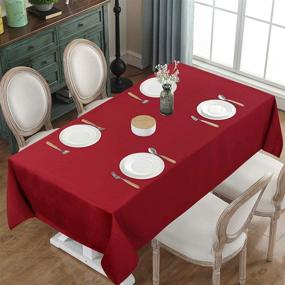 img 3 attached to 🍷 CAROMIO Waterproof Burgundy Square Tablecloth: Durable Protection for Your Table