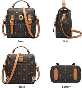 img 1 attached to 🎒 FOXER Small Brown Backpack for Women: Signature Pattern PVC Artificial Leather Ladies Crossbody Bag with Adjustable Shoulder Straps - Stylish Faux Leather Rucksack and Monogram Satchel Purse