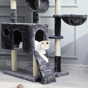 img 1 attached to 🐱 MSmask Cat Tree and Towers - Tall 69 inches Modern Condo Furniture for Large Cats with Sisal-Covered Scratching Posts, Platforms, Tunnel, and Play Balls - Kitty Activity Center and Kitten Play House