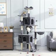 🐱 msmask cat tree and towers - tall 69 inches modern condo furniture for large cats with sisal-covered scratching posts, platforms, tunnel, and play balls - kitty activity center and kitten play house logo