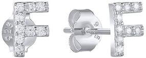 img 2 attached to Stylish Initial Stud Earrings: 925 Sterling Silver CZ Alphabet A-Z Earrings for Women, Girls, Teens & Kids