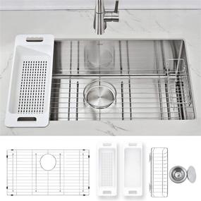 img 4 attached to 🚰 ZUHNE Modena 30-Inch Single Bowl Undermount Kitchen Sink Set, 16-Gauge Stainless Steel