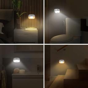 img 3 attached to 🚽 ZISUYU Stick-on Motion Sensor Light Indoor LED Nightlight – Battery Operated Lights for Toilet, Closet, Bathroom, Bedroom, Hallway, Stair