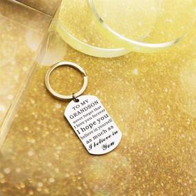 img 1 attached to Never Forget, Grandson - Keychain Gift from Grandma and Grandpa, Teen Boys Teenage Inspirational Jewelry Present for Birthday, Christmas, Graduation, Stocking Stuffer