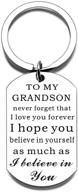 never forget, grandson - keychain gift from grandma and grandpa, teen boys teenage inspirational jewelry present for birthday, christmas, graduation, stocking stuffer logo