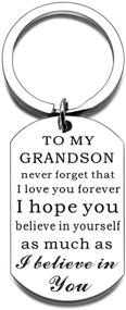 img 4 attached to Never Forget, Grandson - Keychain Gift from Grandma and Grandpa, Teen Boys Teenage Inspirational Jewelry Present for Birthday, Christmas, Graduation, Stocking Stuffer