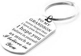 img 3 attached to Never Forget, Grandson - Keychain Gift from Grandma and Grandpa, Teen Boys Teenage Inspirational Jewelry Present for Birthday, Christmas, Graduation, Stocking Stuffer