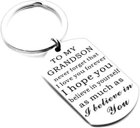 img 2 attached to Never Forget, Grandson - Keychain Gift from Grandma and Grandpa, Teen Boys Teenage Inspirational Jewelry Present for Birthday, Christmas, Graduation, Stocking Stuffer