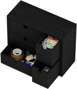 img 1 attached to Black DIY Capri Desk Organizer - Small Wooden Box for Office Supplies, Sewing Kit & Jewelry Storage - Decorative Project