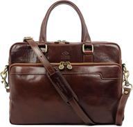 leather briefcase laptop attache unisex laptop accessories logo