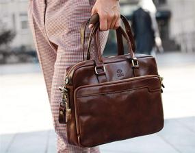 img 3 attached to Leather Briefcase Laptop Attache Unisex Laptop Accessories