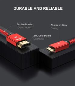 img 2 attached to Enhanced Video Quality: Elebase Mini HDMI to HDMI Cable 10 📷 FT, 4K 60Hz Mini HDMI Cord for DSLR Camera, Camcorder, Laptop, and More