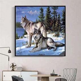 img 2 attached to 🐺 Dazzling DIY 5D Diamond Painting Kit: Full Diamond Two Wolves Embroidery, Ready for Stunning Home Wall Decor - 16x12 inches