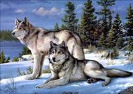 🐺 dazzling diy 5d diamond painting kit: full diamond two wolves embroidery, ready for stunning home wall decor - 16x12 inches logo