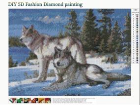 img 3 attached to 🐺 Dazzling DIY 5D Diamond Painting Kit: Full Diamond Two Wolves Embroidery, Ready for Stunning Home Wall Decor - 16x12 inches