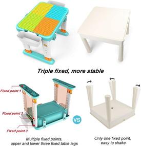 img 3 attached to Children's 4-in-1 Multi Activity Table Set for Lego Large Construction Bricks | Play Game Desk with Chair for Educational Toys | Adjustable Height for Toddlers to Preschoolers, Ages 3-10