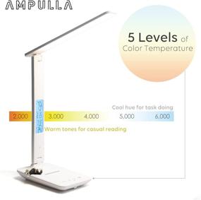 img 1 attached to Wireless Charging LED Desk Lamp with USB Port, Built-in Clock, Alarm, Date, Temperature, and Touch Control for Home Office